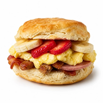 Black Bear Diner Breakfast Meat Lover's Fruit Biscuit