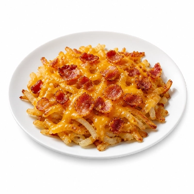 Black Bear Diner Breakfast Sides Loaded Strip-Cut Hash Browns with Cheddar Cheese and Bacon
