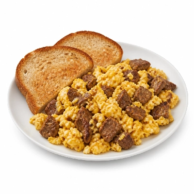 Black Bear Diner Breakfast Tri-Tip Scramble with Country Potatoes and Toast