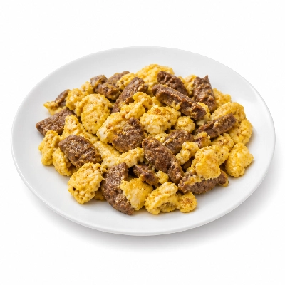 Black Bear Diner Breakfast Tri-Tip Scramble with Fruit and Biscuit