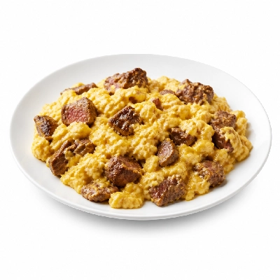 Black Bear Diner Breakfast Tri-Tip Scramble with Fruit and Toast