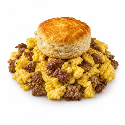 Black Bear Diner Breakfast Tri-Tip Scramble with Hash Browns and Biscuit