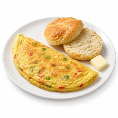 Black Bear Diner Breakfast Vegetarian Omelette Include Biscuit and Butter Blend