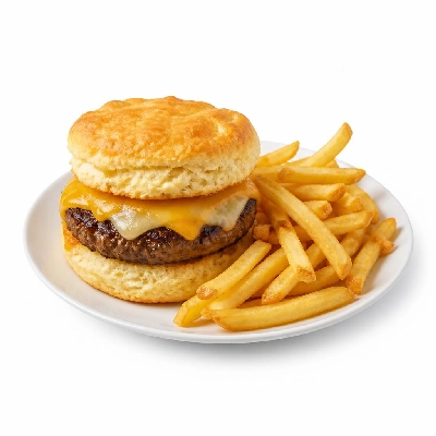 Black Bear Diner Cubs' Menu Biscuit Bear Burger and Fries