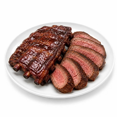 Black Bear Diner Dinner Black Bear Combos BBQ Pork Ribs & Tri-Tip Steak with Baked