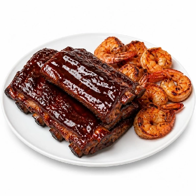 Black Bear Diner Dinner Combos BBQ Ribs and Shrimp