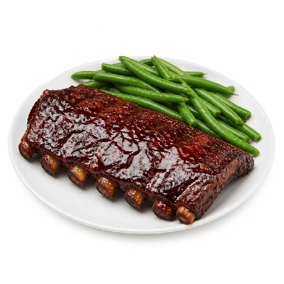 Black Bear Diner Dinner Good Old-Fashioned Comfort BBQ Pork Ribs with Italian Green Beans