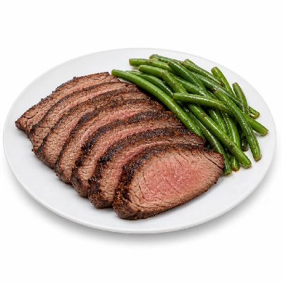 Black Bear Diner Dinner Good Old-Fashioned Comfort Roadhouse BBQ Tri-Tip Plate with Italian Green Beans