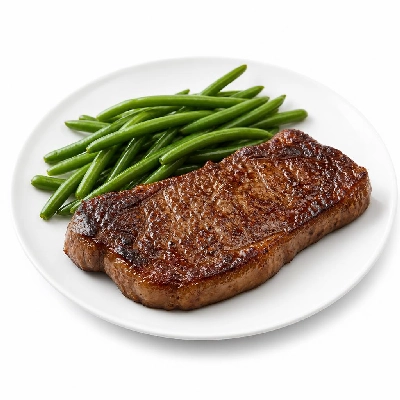 Black Bear Diner Dinner Steaks New York with Linguica Beans