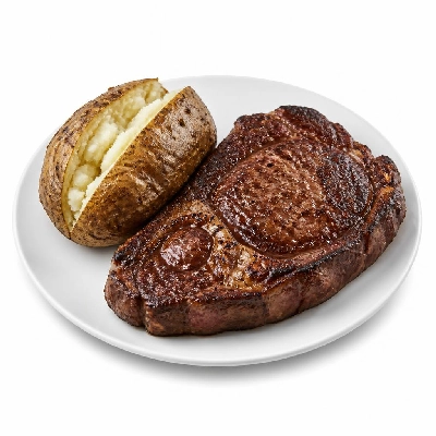 Black Bear Diner Dinner Steaks Rib Eye with Baked