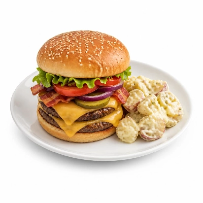 Black Bear Diner Lunch Burger Stacks California Potato Salad