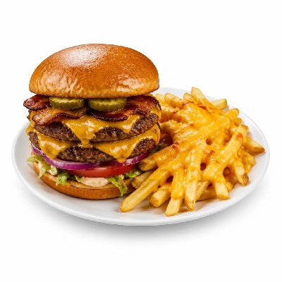 Black Bear Diner Lunch Burger Stacks Shasta Cheese Fries