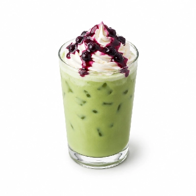 Black Sheep Coffee Blueberry Matcha Latte Oat Milk & Whipped Cream Large