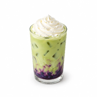 Black Sheep Coffee Iced Blueberry Matcha Latte Almond Milk & Whipped Cream Large