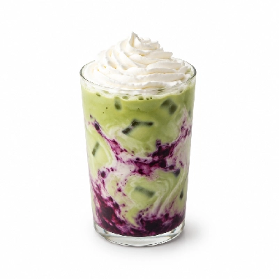 Black Sheep Coffee Iced Blueberry Matcha Latte Almond Milk & Whipped Cream Regular