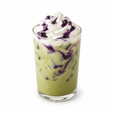 Black Sheep Coffee Iced Blueberry Matcha Latte Oat Milk & Whipped Cream Large