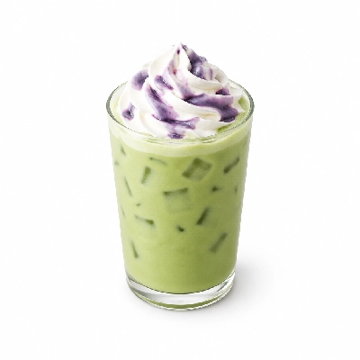 Black Sheep Coffee Iced Blueberry Matcha Latte Soya Milk & Whipped Cream Regular