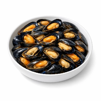 Blue mussels cooked moist heat