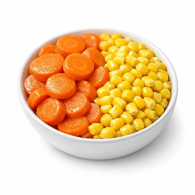 Boiled carrots and corn