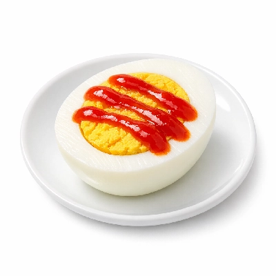 Boiled egg with hot sauce