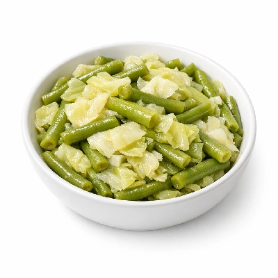 Boiled green beans and cabbage