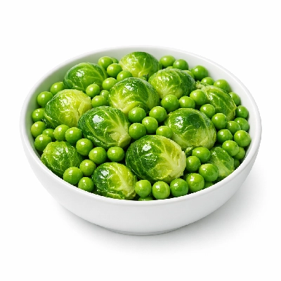 Boiled peas and brussels sprouts