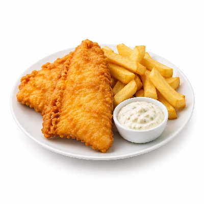 Boston's Pizza Restaurant & Sports Bar Entree Fish & Chips with Tartar Sauce