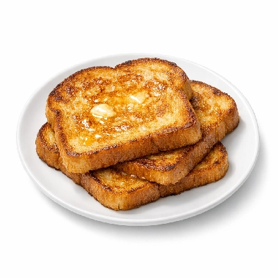 Breakfast items french toast with butter