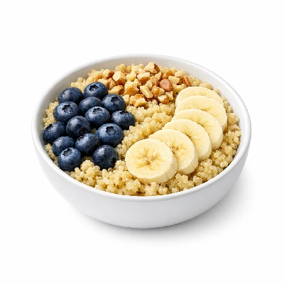 Breakfast Quinoa with Blueberries Bananas and Walnuts