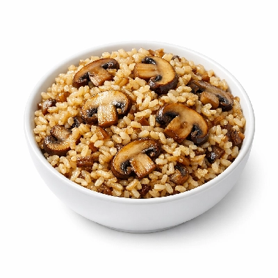 Brown rice with mushrooms