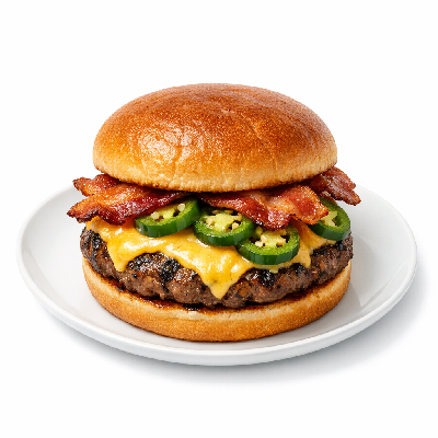 Burger King Flame Broiled Burgers Bacon & Cheese Jalapeno Whopper