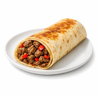 Burrito with beef and chili peppers