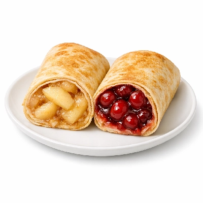 Burrito with fruit apple or cherry