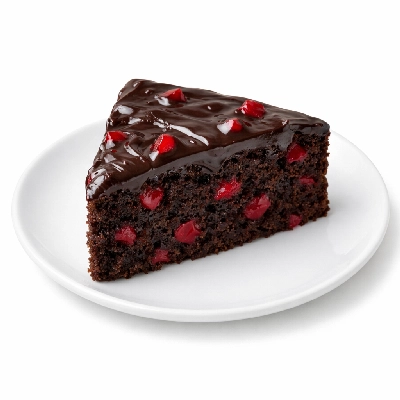 Cake cherry fudge with chocolate frosting