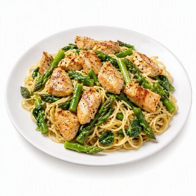California Pizza Kitchen Pastas Specialties Asparagus Spinach Spaghettini with Grilled Chicken Breast