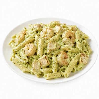 California Pizza Kitchen Pastas Specialties Pesto Cream Penne with Chicken and Shrimp