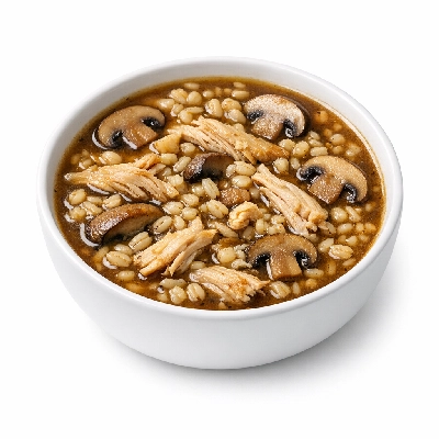 Campbell's red and white chicken barley with mushrooms soup condensed