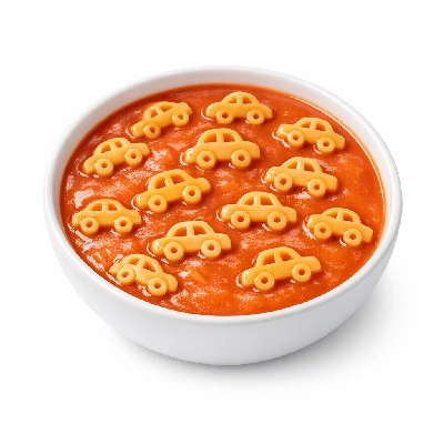 Campbell's red and white souper shapes soup cars condensed