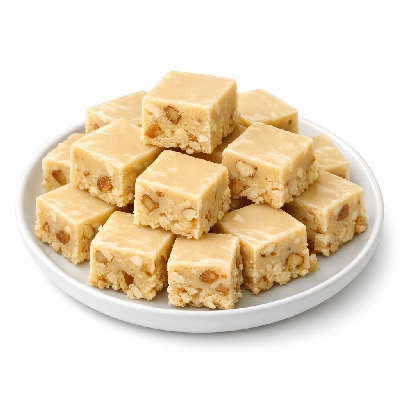 Candies fudge vanilla with nuts