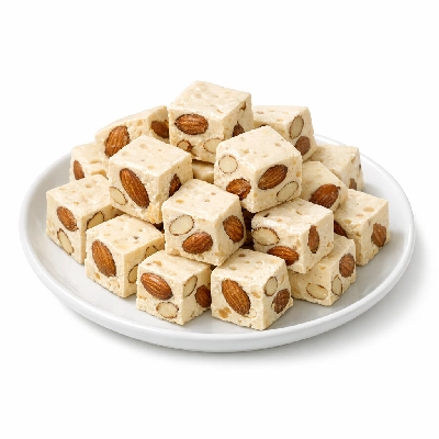 Candies nougat with almonds