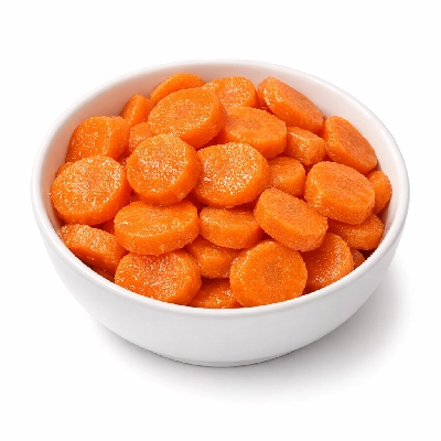 Carrots frozen cooked boiled drained with salt