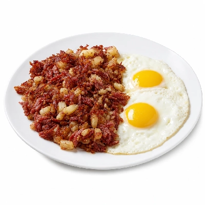 Carrows Restaurants Breakfast Farm Fresh Eggs Corned Beef Hash and Eggs