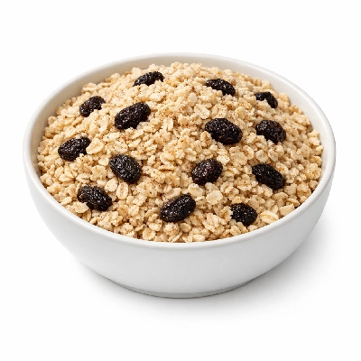 Cereals oats instant fortified with raisins and spice dry oatmeal