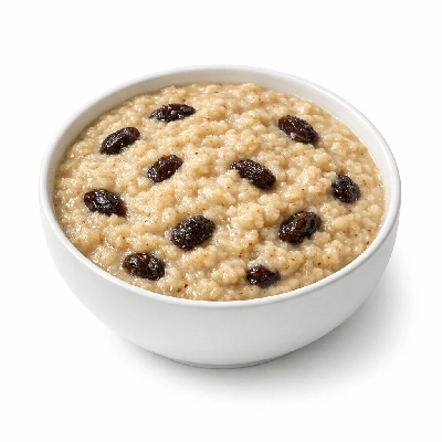 Cereals oats instant fortified with raisins and spice prepared water