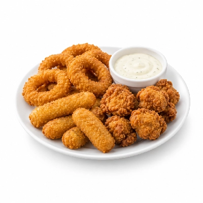 Cheeburger Cheeburger Appetizer Sampler with Zesty Horseradish Sauce