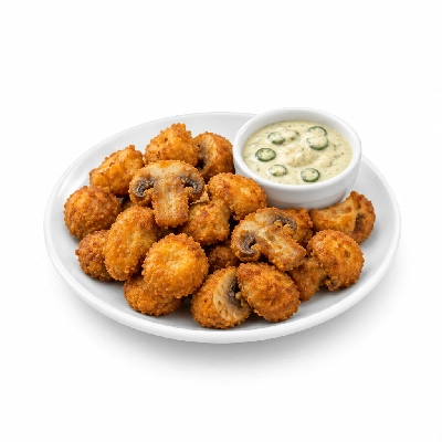 Cheeburger Cheeburger Appetizer Fried Mushrooms with Creamy Jalapeno Sauce