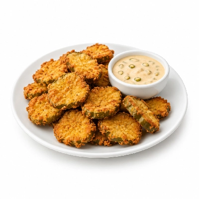Cheeburger Cheeburger Appetizer Fried Pickle Slices with Creamy Jalapeno Sauce