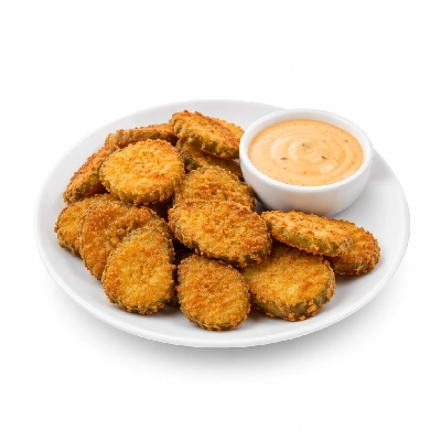 Cheeburger Cheeburger Appetizer Fried Pickle Slices with Garden Vegetable Sauce