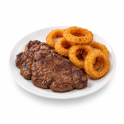 Cheeburger Cheeburger Entrees Black Angus Platter with Onion Rings