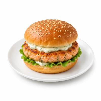 Cheeburger Cheeburger Entrees Salmon Burger Platter with 1000 Island Dressing